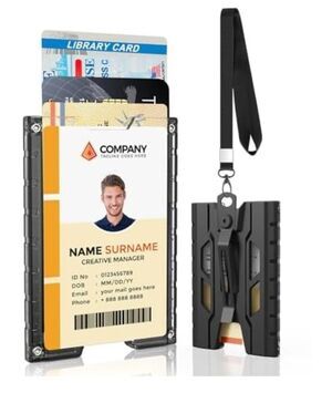 Badge Holder ID Card Holder Men Women Lanyard with ID Holder Black